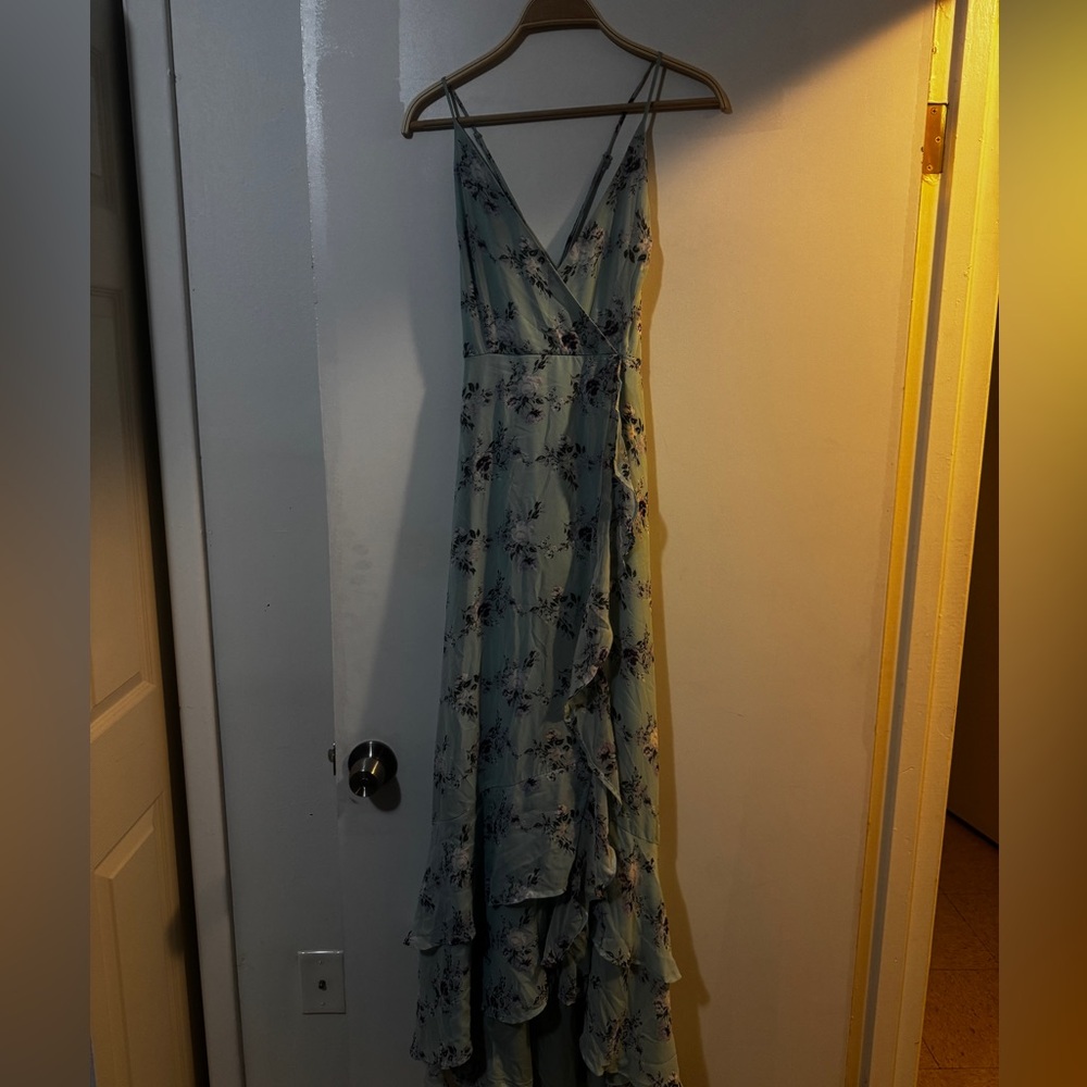 Lulu's Floral Print Maxi Dress in Blue and Purple